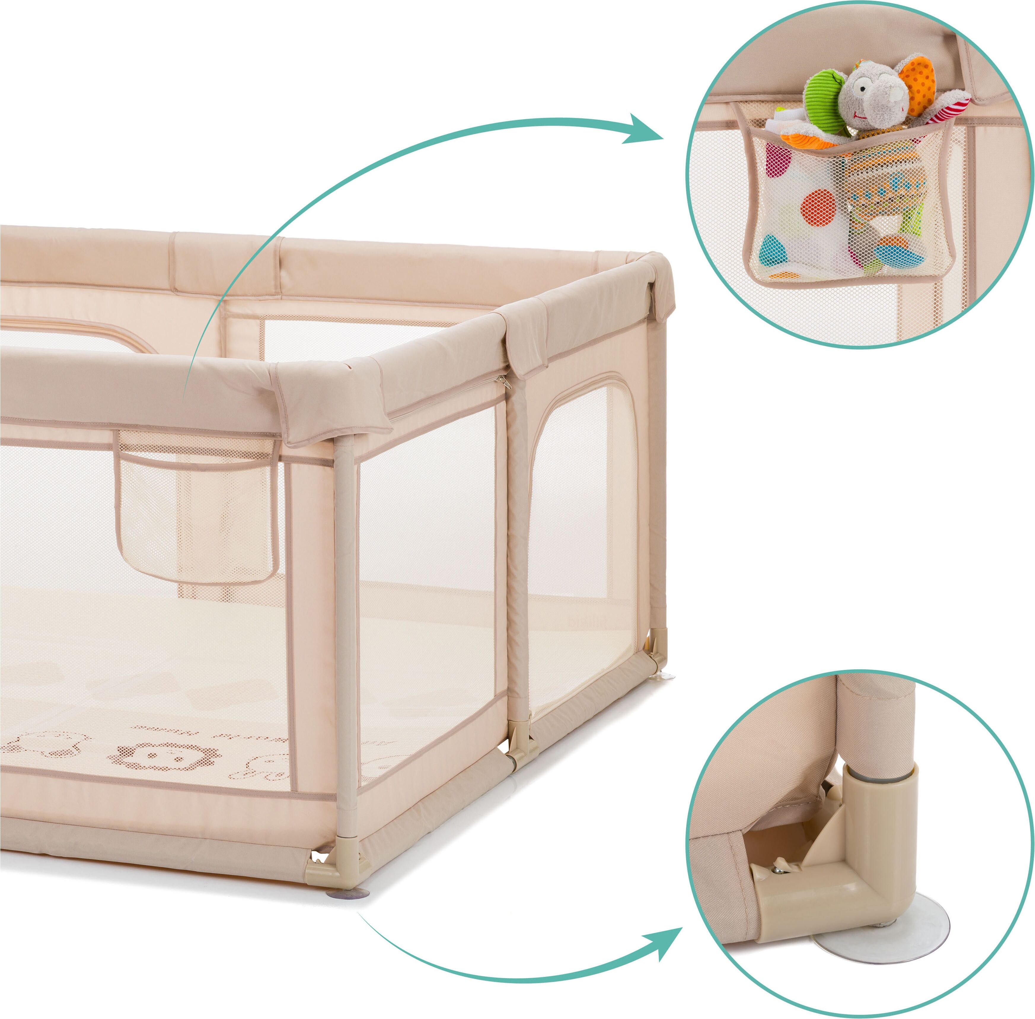 Laufgitter FILLIKID "Malta mit Boden", Baby, beige (natur), Laufställe Laufgitter, mit Transporttasche