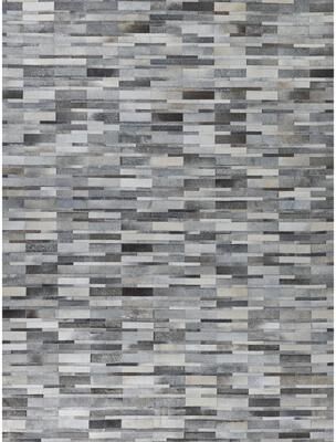 EXQUISITE RUGS Natural Hide Hand-stitched Leather Hide Grey Area Rug.