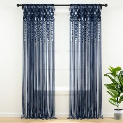 Lush Decor Boho Macrame Textured Cotton Window Curtain/Room Divider/Doorway/Wall Decor