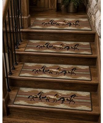 Mayberry Rug "Cozy Cabin Gallop Tread Non Skid Lodge Stair Treads 9""x30"""