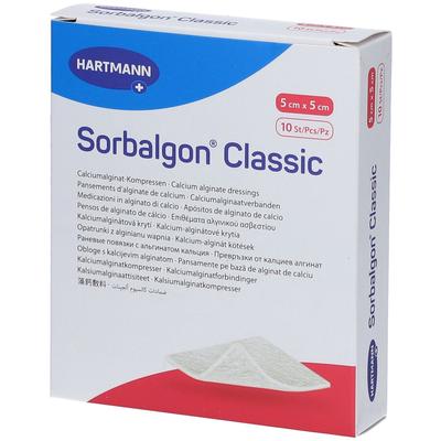 Sorbalgon Classic 5x5 cm Calciumalginat-Kompresse 10 St Verband