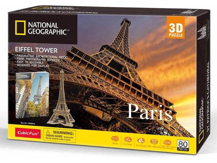 CUBIC FUN National Geographic 3D Puzzel Eiffeltoren - 80 stuks, 70,9 cm
