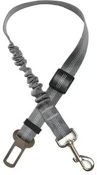 Inspired Finds PawGuard Adjustable Dog Car Seat Belt Elastic Safety Leash For Pets With Buffer Shock Absorption & Secure Clip For Tra grey