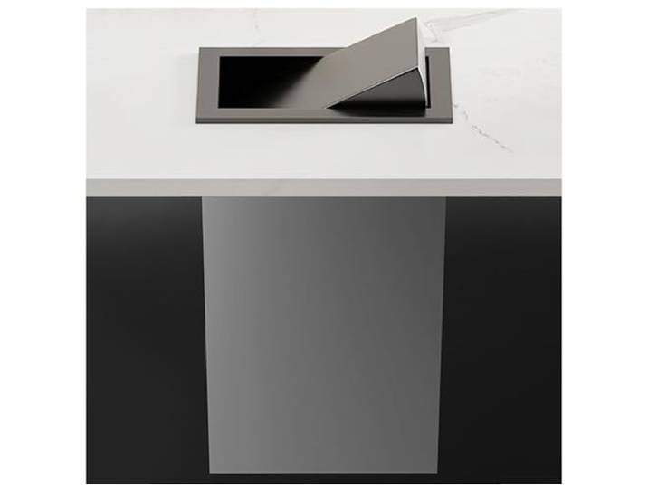Auf der Arbeitsplatte versenkbarer Mülleimer, eingebauter Swing-Flip-Mülleimer aus Edelstahl, Küchenabfalleimer mit integriertem Müllschlucker, versteckter Papierkorb fürs B,Gray-Lid + trash can