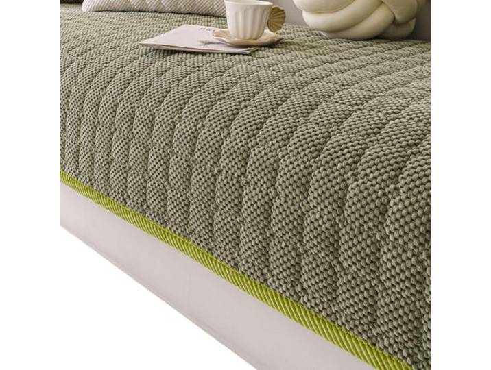 Anti-Rutsch-Sofaüberzug m/Gittermuster, weicher Plüsch,(Green a,90x180cm)