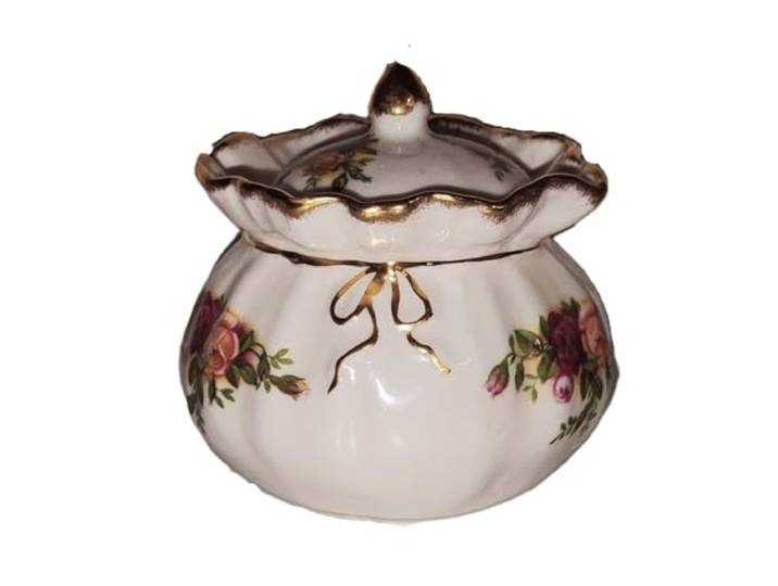 Royal Albert Zuckerdose klein – Old Country Roses – Ø 7,0 cm – Porzellan mit Goldrand - mit Deckel