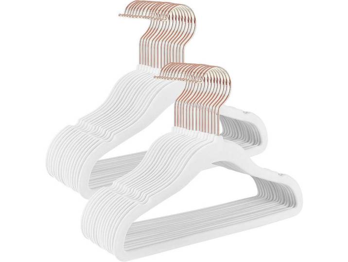 Kinderkleiderbügelset, Weiß, Metall, Kunststoff, 30 cm, rutschfest, Garderobe, Kleiderbügel