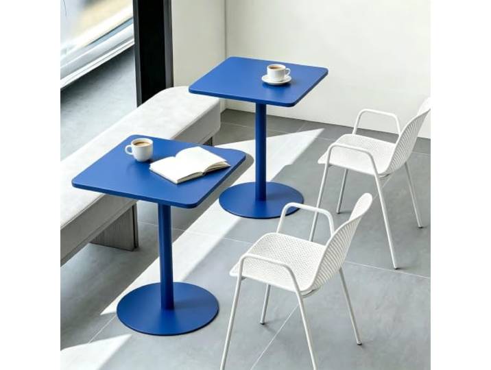 Yopappol Kommerzieller Café-Sockeltisch, Kratzfester Quadratischer Tisch Mit Einem Bein, Platzsparender Bistrotisch Für Restaurant-Milchtee-Shop(60x60x73cm)