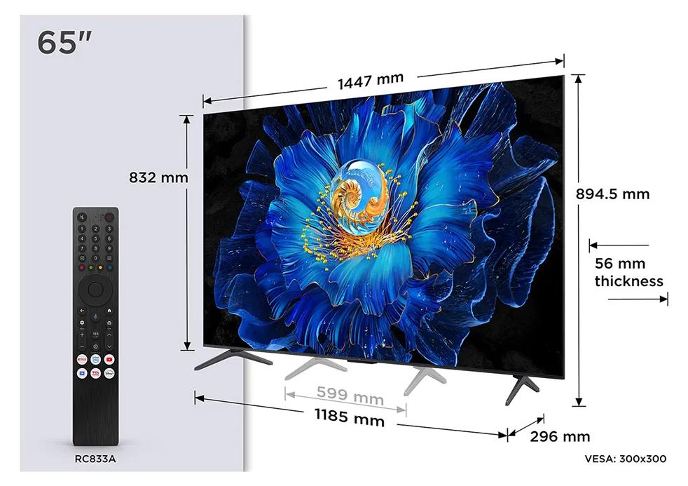 TCL C69KS 65C69KS, 165,1 cm (65"), 3840 x 2160 Pixel, QD-Mini LED, Smart-TV, WLAN, Metallisch