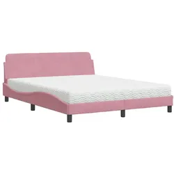 vidaXL Bett mit Matratze "Dover" Rosa 160x200 cm Samt