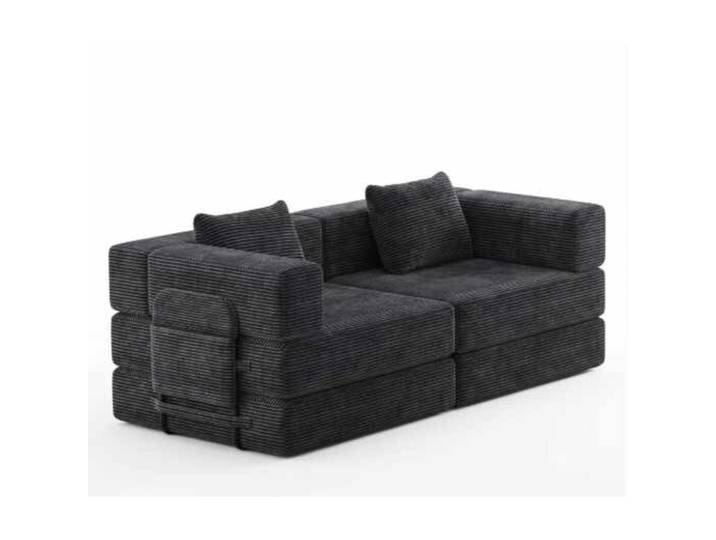 Bettsofa Minimalist Schwarz Leinenstoff B 190 T 90 cm - Bettsofa