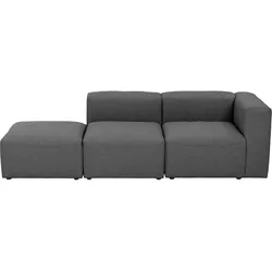 SOFA 2-Sitzer mit Hocker links Kattrina Flachgewebe anthrazit