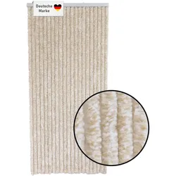 Lemodo Flauschvorhang 90x200cm beige-weiß meliert, Fliegenschutz, Türvorhang Wohnwagen