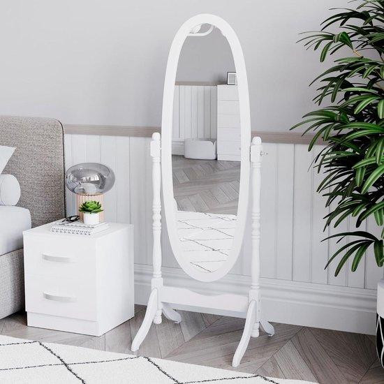 Vida Designs Ovale Paardenspiegel - Staande Spiegel - Wit - Hoogte: 145 cm