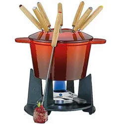 Küchenprofi Fondue-Garnitur GRENOBLE rot 16 cm, Fondue Set, Rot