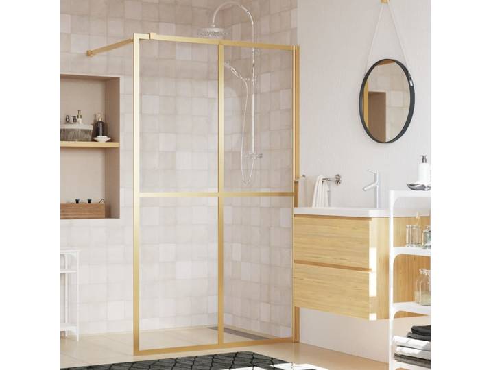 vidaXL Duschwand für Begehbare Dusche ESG Klarglas Golden 140x195cm