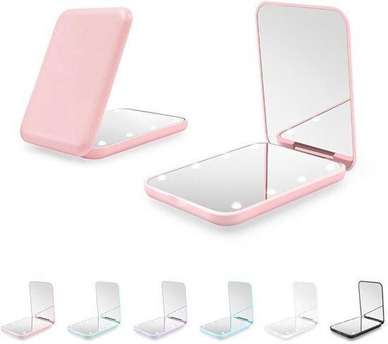 Compacte LED zakspiegel met 1X/3X vergroting - Roze minispiegel voor onderweg