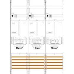 f-tronic 7141510 Zählerfeld Z31B-16-ZSK-HSP, 3-feldrig, H=1050mm, 3-3.HZ, 16mm2, 3 ZSK-Set, 3 HSP Z31B16ZSKHSP