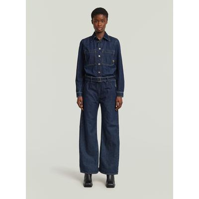 Jumpsuit G-STAR "Belted 3D Loose Jumpsuit", Damen, Gr. M, Normalgrößen, blau (worn in eclipse), Obermaterial: 100% Baumwolle, Overalls Jumpsuit