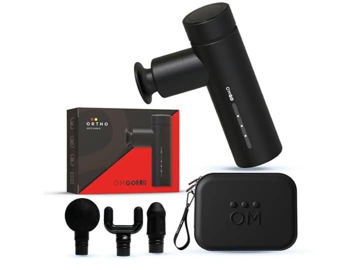 OrthoMechanik® Go 2.0 Compact massagepistool met app-expertvideo's, draagbaar en stil, voor snelle regeneratie en pijnverlichting
