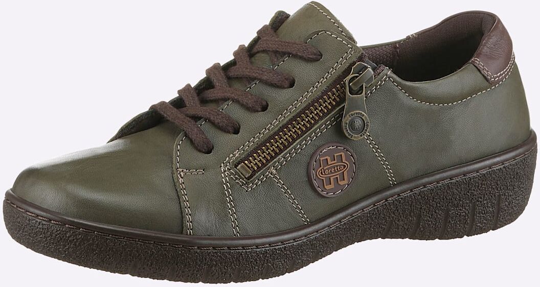 Schnürschuh LORETTA, Damen, Gr. 37, Textil, grün (oliv), Glattleder, Schuhe Schnürschuh oliv 37, Textil