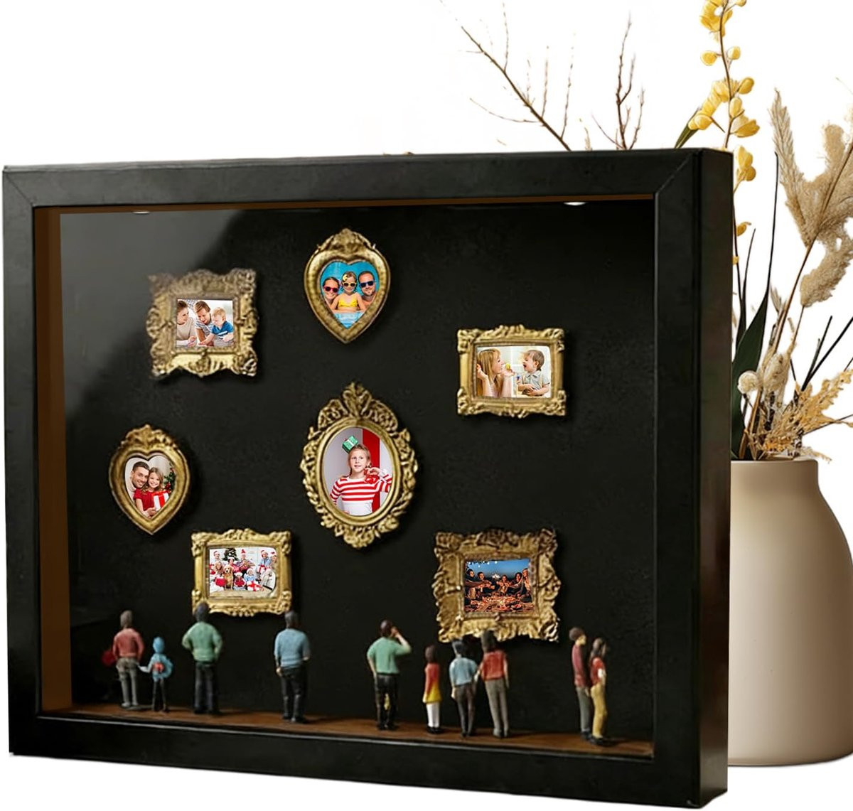 Miniatuur Museum Display Frame Zwart - Handgemaakt Houtsnijwerk - 25,4 cm
