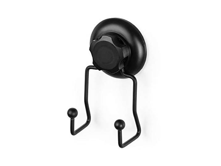 Compactor Bestlock Wandmontierte Doppelhaken zur Aufbewahrung, Befestigung ohne Bohren mit Saugnapf, unterstützt bis zu 6 kg, rostbeständiges pulverbeschichtetes Eisen, 7,1 x 5,5 x 13,5 cm, Schwarz