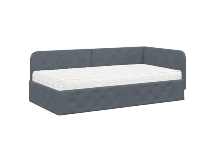 PUGYNBK Eckbettgestell Dunkelgrau, 90 x 190 cm Luxuriöser Samt, Sperrholz, wendbares Design, Schlafsofa, platzsparend