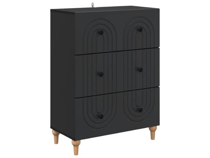 GFEROMRF Schubladenschrank Schwarz 66 x 34,5 x 90 cm Holzwerkstoff Schlankes Design, mehrere Schubladen, pflegeleichte Oberfläche, vielseitig einsetzbar, Knöpfe aus Metall