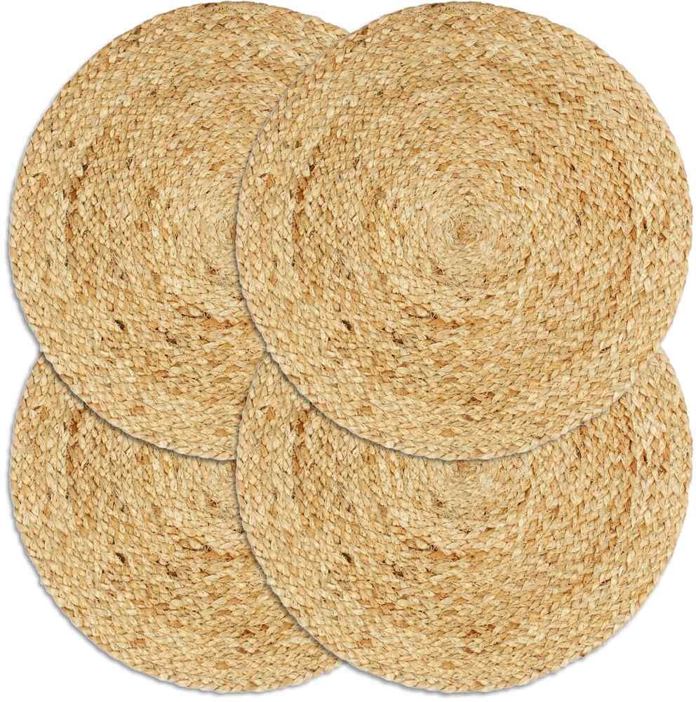vidaXL Napperons 4 pcs Naturel Plain 38 cm Rond Jute