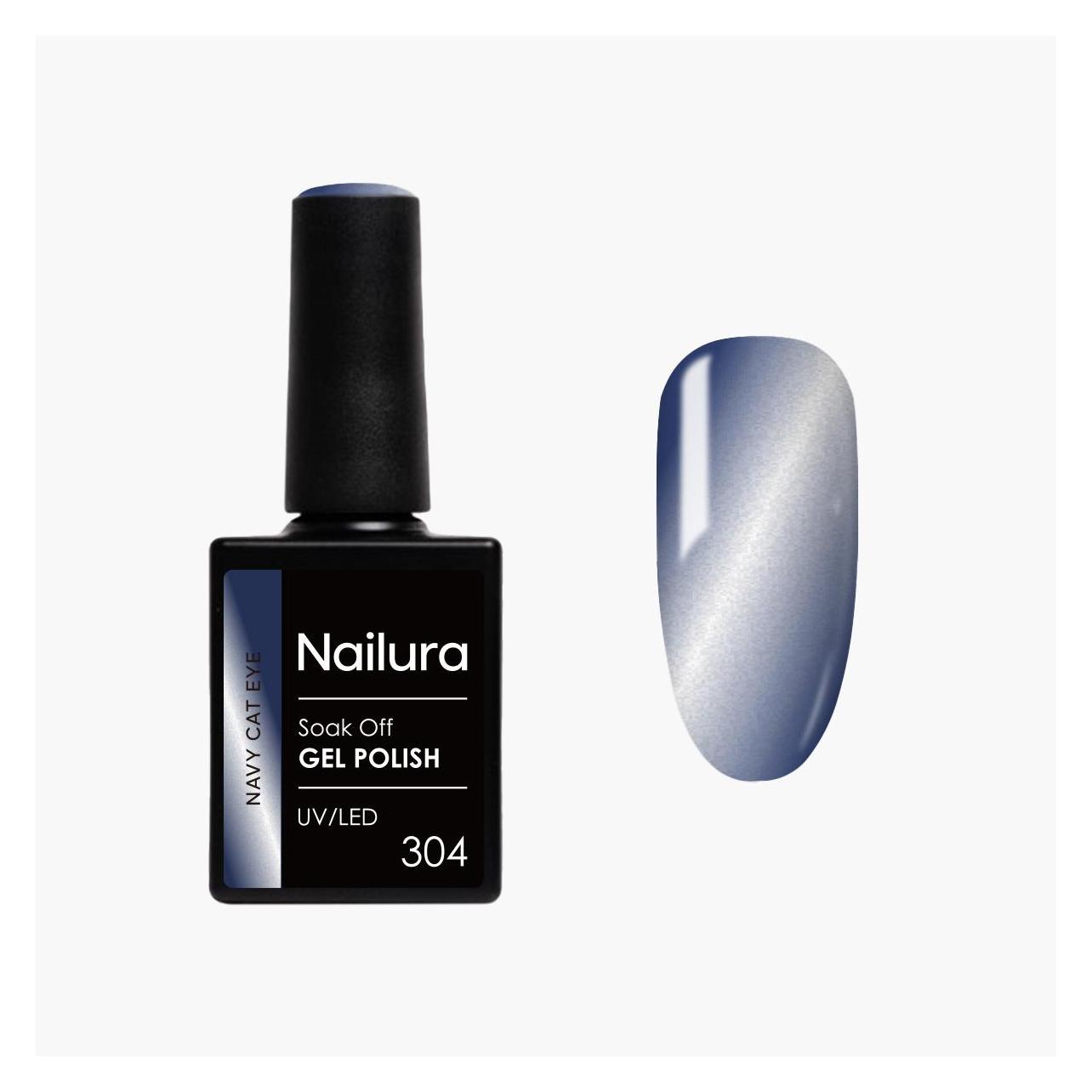 Nailura - Gel Polish 304 - Navy Cat Eye - Navy Blue - 10 ml (Marineblau, Navy Blue, Gel-Effekt Nagellack) (70323)