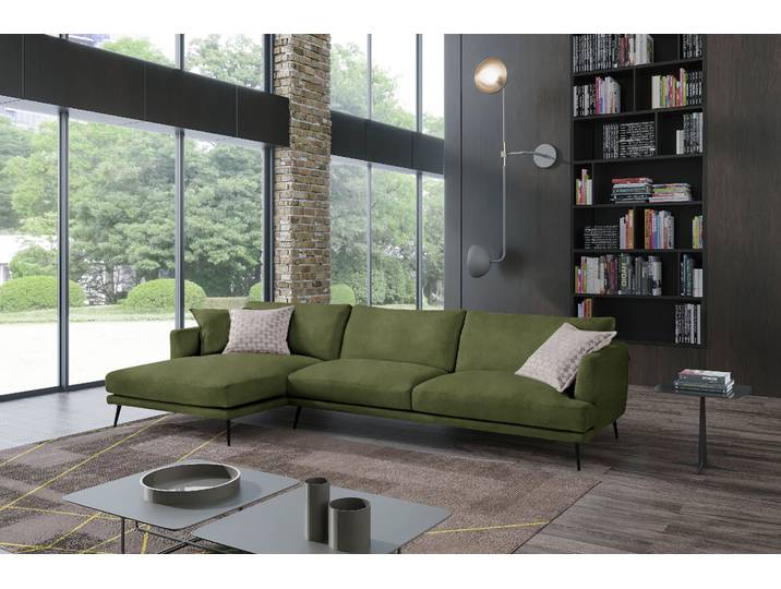 Ecksofa EGOITALIANO Sophia, Designsofa mit extrakomfortablem Sitzkomfort, Breite 274cm , grün (kiwi), B:274cm H:77cm T:154cm, Sofas, Ecksofa, mit Daunenfederung, L-Form