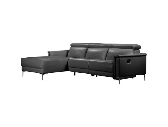 Lund-3 Places 1 Fauteuil Inclinable à Gauche Manuel En Cuir Noir