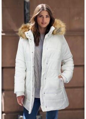 Women's Plus Size Classic Length Puffer Coat by Roaman's in White (Size 1X) Winter Coat