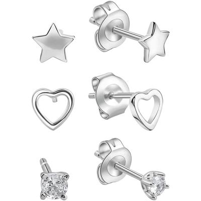 Ohrstecker-Set FIRETTI "Multipack Schmuck Geschenk Silber 925 Ohrschmuck Ohrringe", silber (silberfarben, kristallweiß, kristallweiß), Ohrringe, Damen, Silber 925 (Sterlingsilber), mit Zirkonia (synth.)