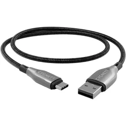 Cygnett Gepanzertes USB-C auf USB-A (USB 2.0) Kabel, 60 W, Schnellladung (1 m, Schwarz) (1 m, USB 2.0, 60 W), USB Kabel