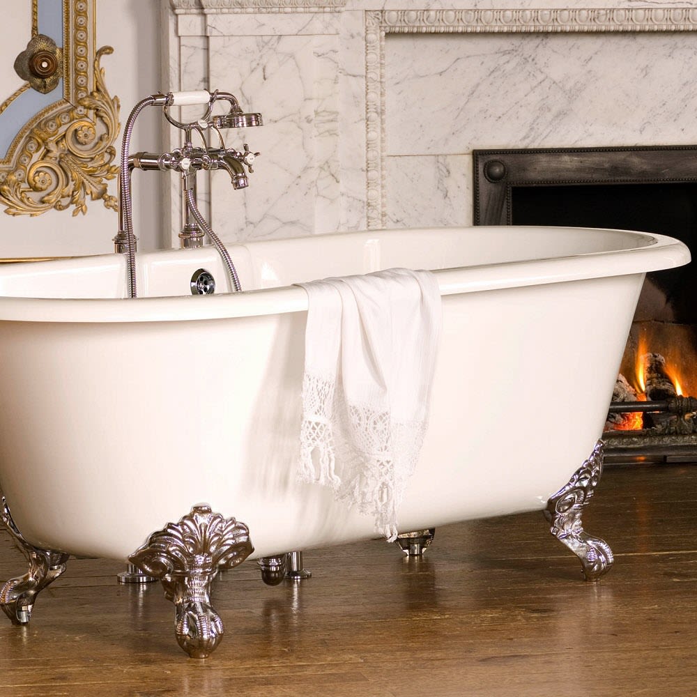 Victoria & Albert Cheshire freistehende Badewanne, Füße Chrom poliert, Badewannen, CHE-N-BK-OF+FT-CHE-PC, schwarz lack/weiß/chrom poliert - L: 175 B: 80 H: 65 cm - schwarz lack/weiß/chrom poliert