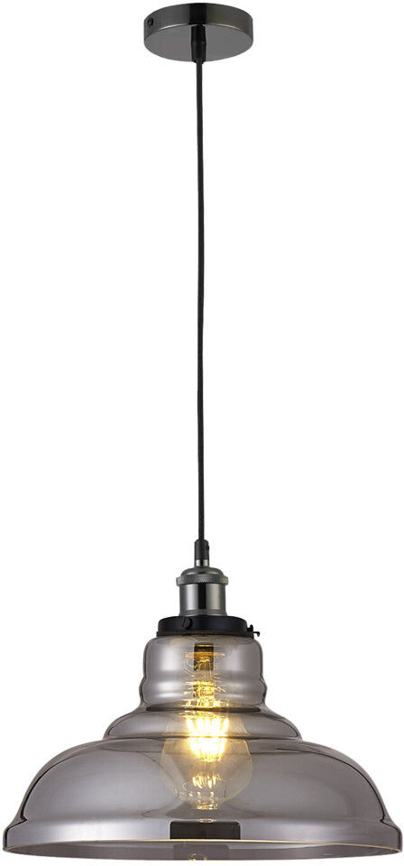 Breakwater Bay Gracie 1 - Light Dome Pendant Black Chrome/Braided/Vintage Smoked