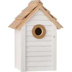 IB Laursen Vogelhaus aus Holz mit Reinigungsklappe, 12 x 18 x 26 cm, weiß