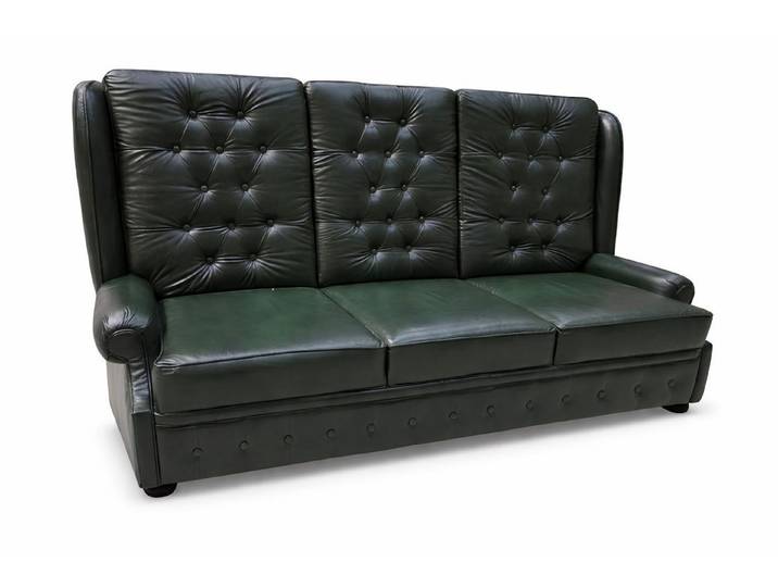 Xlmoebel 3-Sitzer Designer Sofa 3-Sitzer aus Leder – Farbe Schwarz-Grün Sofort, 3-Sitzer, Hergestellt in Europa
