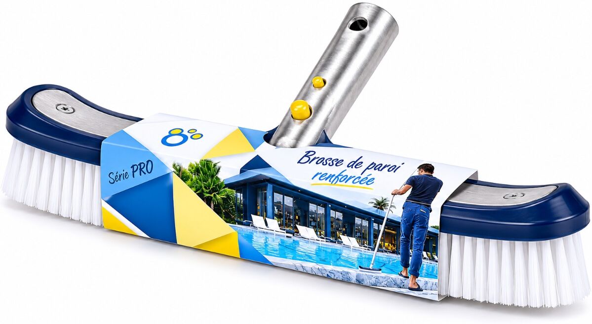 Brosse parois et fond renforcée piscine OCEDIS Série PRO 46cm cadre metal