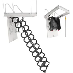 VEVOR Dachbodenleiter, Tragkraft 299,4 kg, passend für Deckenhöhen von 2,6 bis 2,85 m und Öffnungsgröße von 1000,76x698,5 mm, Scherentreppe aus legiertem Stahl mit Zugstange für Dachboden