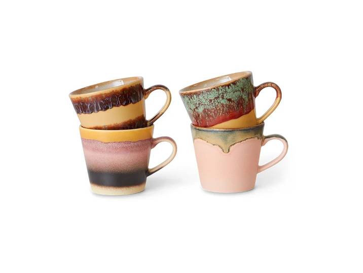 HKliving Tasses à cappuccino 70 s Lot de 4 Vista'