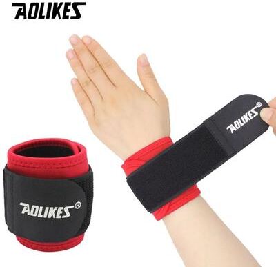 Uplift Essentials Adjustable Compression Wrist Support Band black With Red