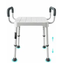 VEVOR Duschhocker 181,4 kg Belastbar, 6-stufig Höhenverstellbarer Badewannenhocker, Rutschfeste TPR-Gummifüße, Rahmen aus Aluminiumlegierung für Senioren, Menschen mit Behinderung und Verletzte