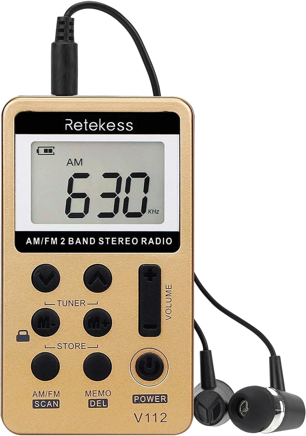 Lustrens Mini Draagbare Zakradio FM AM - Goud