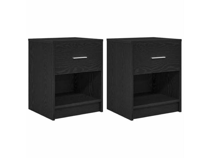 Coespram Nachttische 2er Set mit Schublade Schwarz 40x34x50 cm Praktisches 2er-Set fürs Schlafzimmer: Robuster Holzwerkstoff, offenes Fach und integrierter Kippschutz für Ihr Zuhause.
