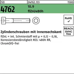 Zylinderschraube ISO 4762 Innen-6kt M8x16 10.9 zinklamellenb. 200St.