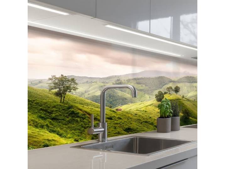KitchenYeah crédence de cuisine Paysage de Collines Vert 150x60cm