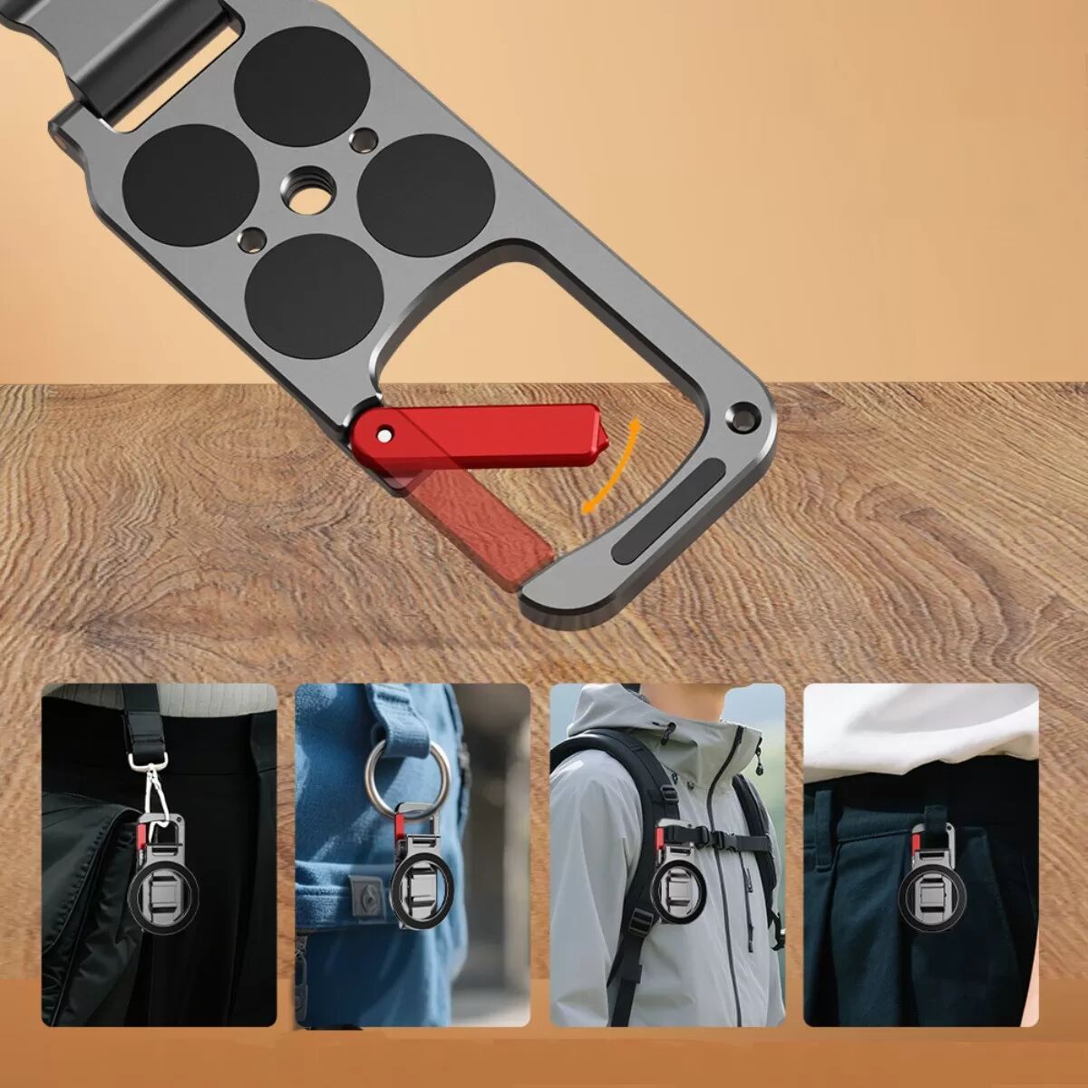 INF Karabiner MagSafe magnetischer faltbarer Halter — Aluminiumlegierung, 1/4-Schrauben-Stativadapter, Zwei-Achsen-Rotation und